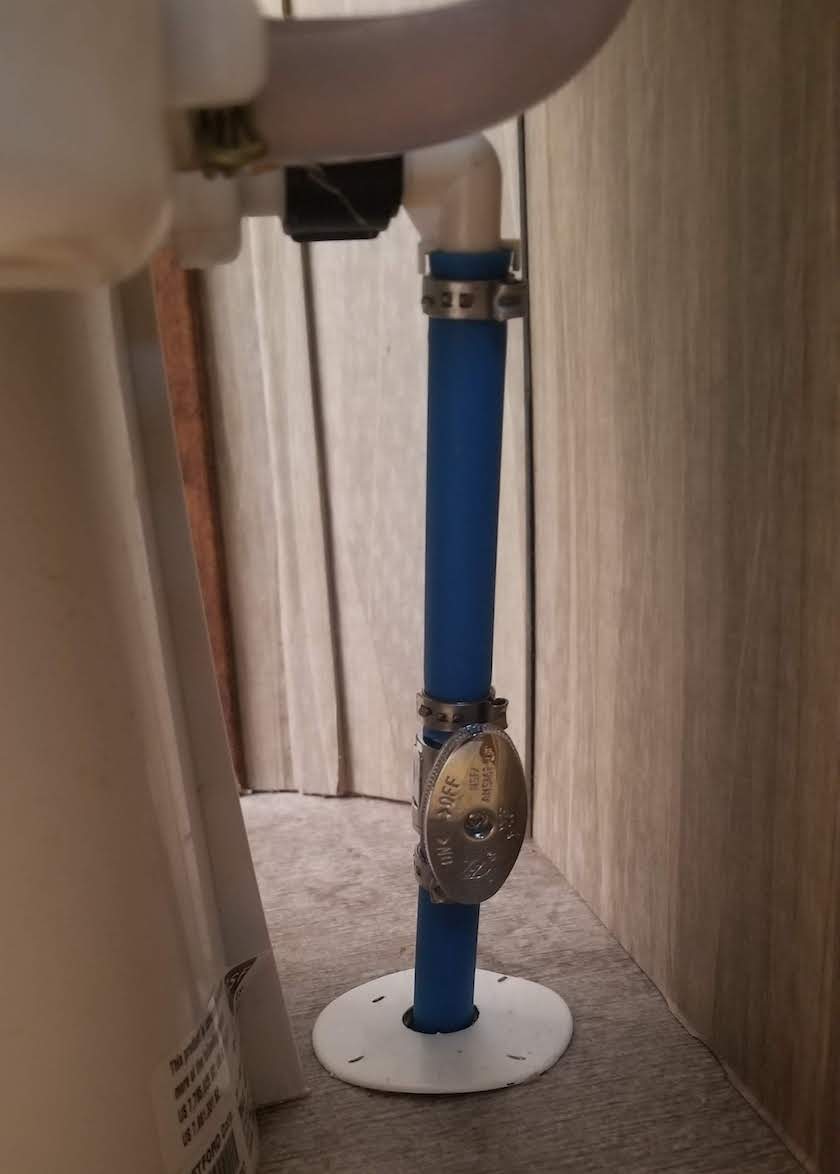 Image of RV toilet shut-off valve
